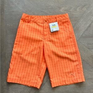 PUMA Boys’ Stretch Golf Shorts, Orange, Size Medium